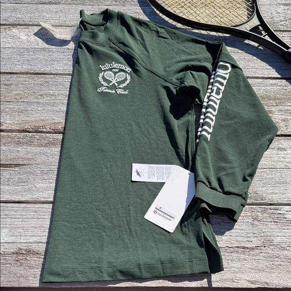 lululemon athletica Tops - Lululemon Tennis Club Layered Long Sleeve Legacy Green White Size 12 NWT UPF 40+